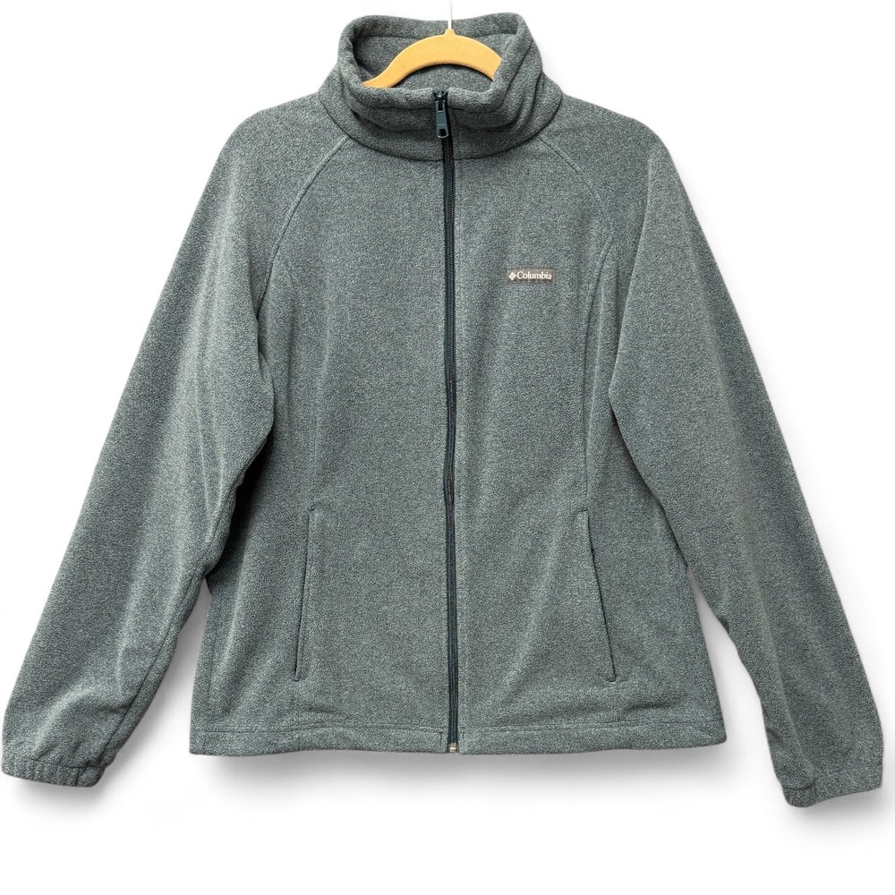Columbia Sawyer Rapids 2.0‎ Fleece Jacket Womens XL Gray Teal Zip Drawstring Hem